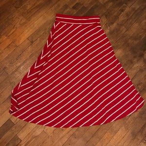 Red/white striped midi skirt size small